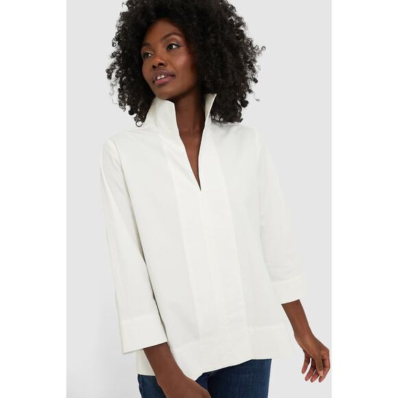 TUCKERNUCK White Margot Stand Collar Blouse Size L NWT Retail $128 Tuckernuck - Picture 1 of 6